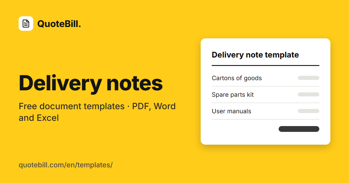 Free return collection note template (Excel, Word, PDF)