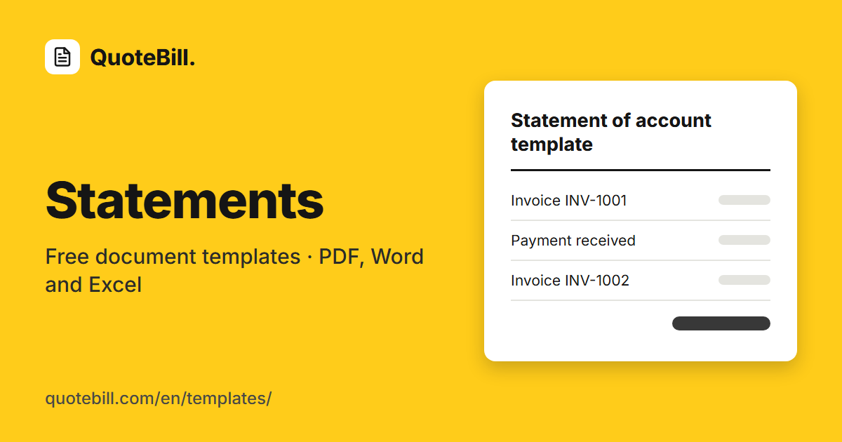 Free hotel corporate account statement template | QuoteBill